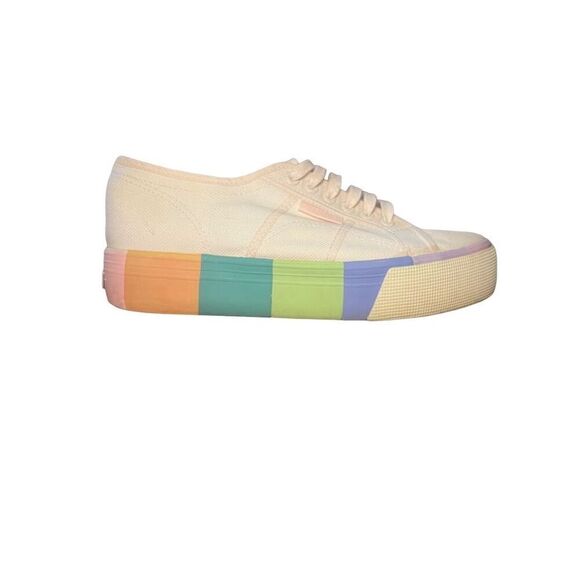 Superga Women's Rainbow Stripe Multicolor Platform Sneakers Size 10W - Picture 2 of 16